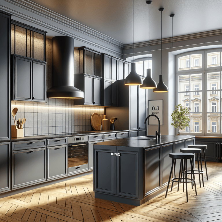 anthrazitfarbene Freistehende Küche-Leipzig