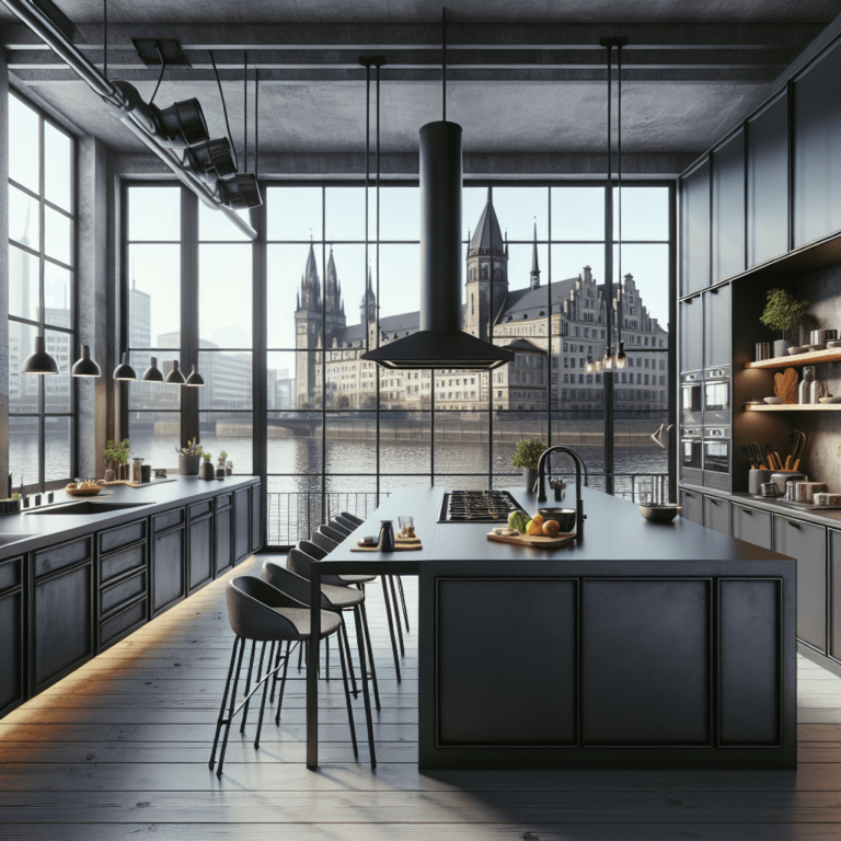 anthrazitfarbene Industrielle Küche-Leipzig