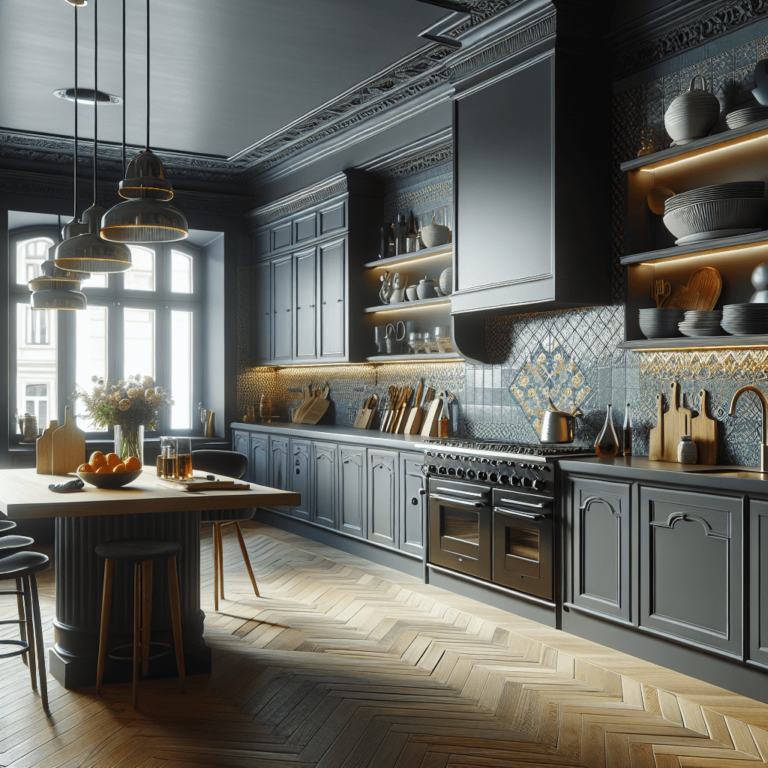 anthrazitfarbene Küche im Art-Deco-Stil-Leipzig