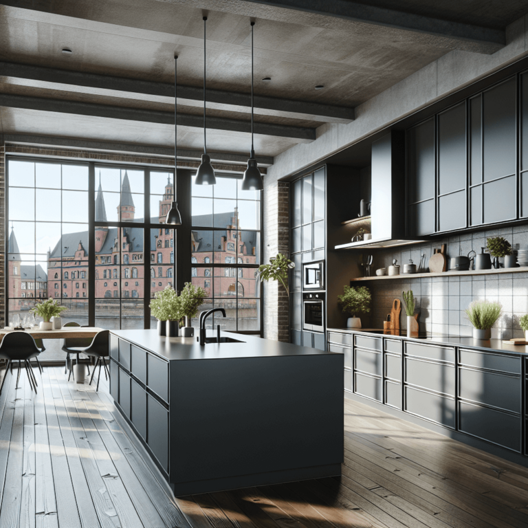 anthrazitfarbene Küche im Loftstil-Leipzig