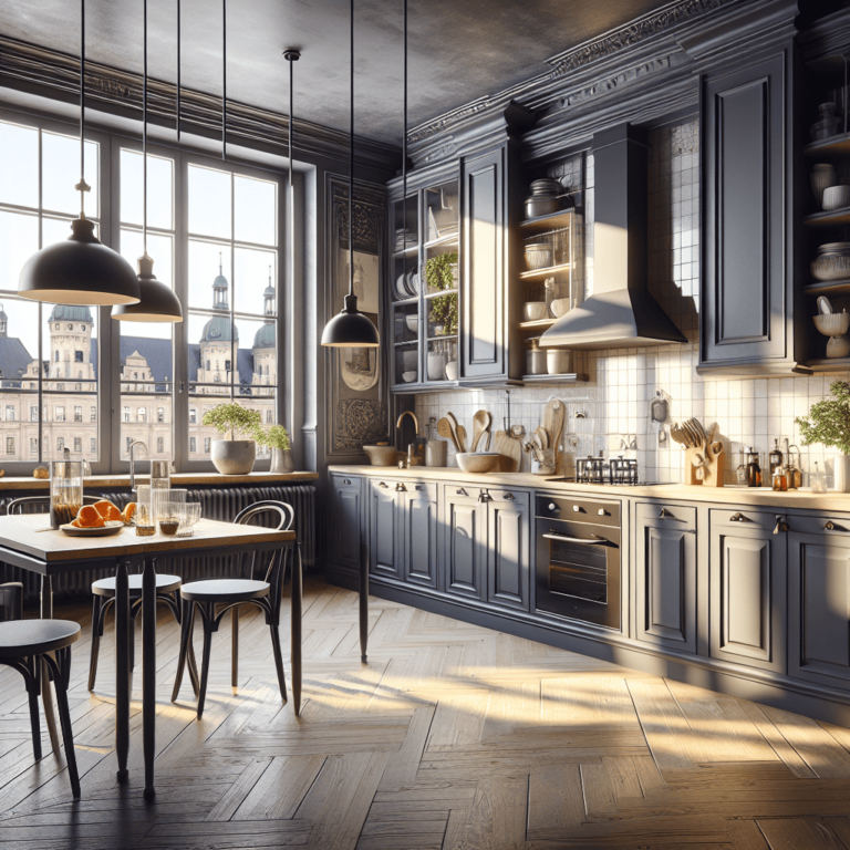 anthrazitfarbene Küche im Shabby Chic Stil-Leipzig