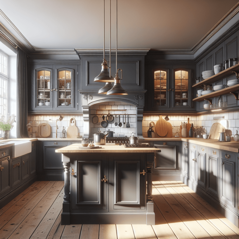 anthrazitfarbene Küche im Vintage Chic Stil-Leipzig