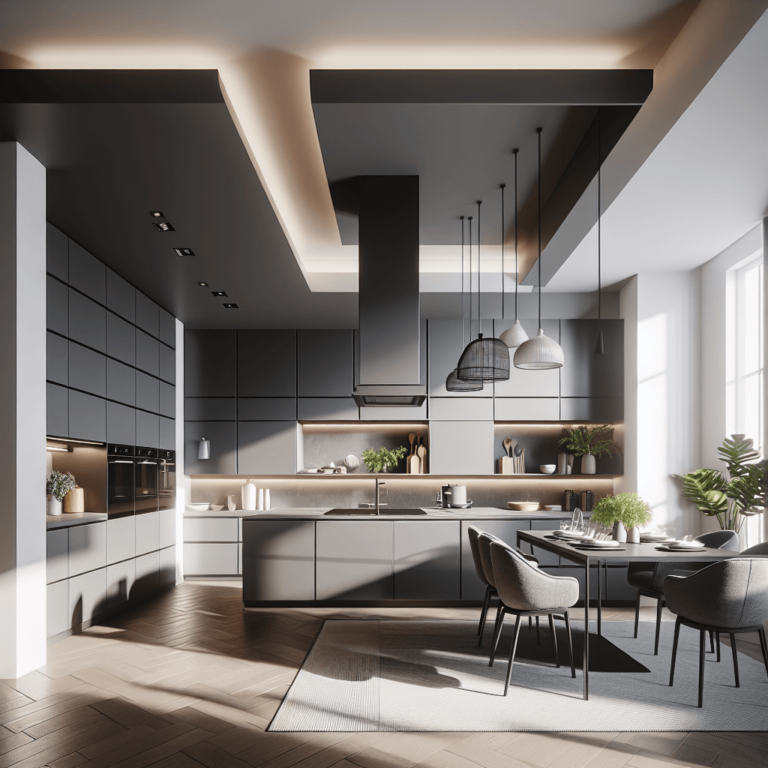 anthrazitfarbene Küche in L-Form-Leipzig