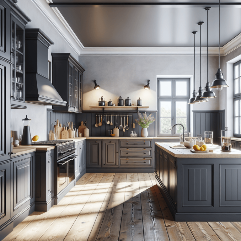 anthrazitfarbene Landhausküche-Leipzig