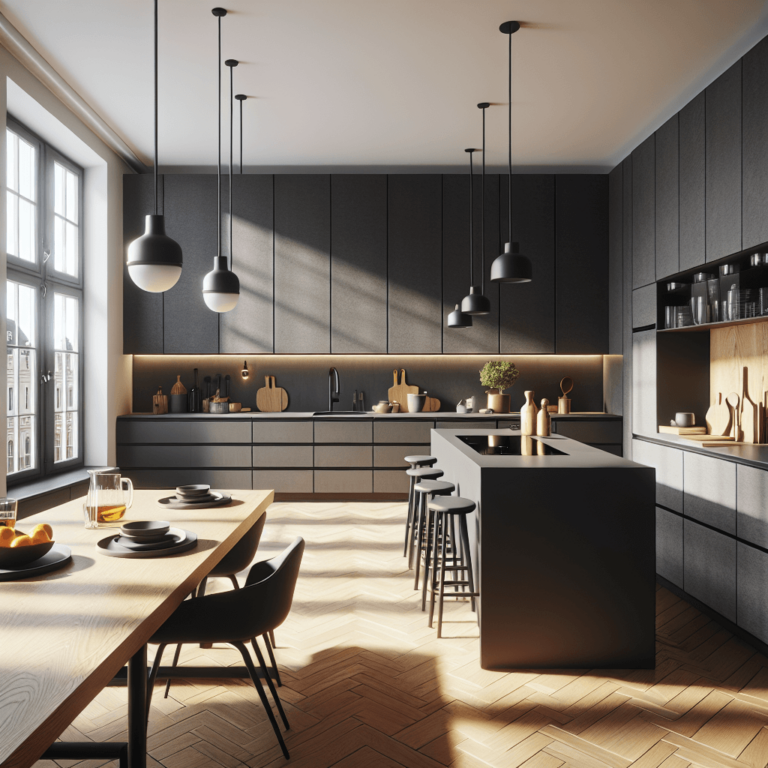 anthrazitfarbene Minimalismus Küche-Leipzig