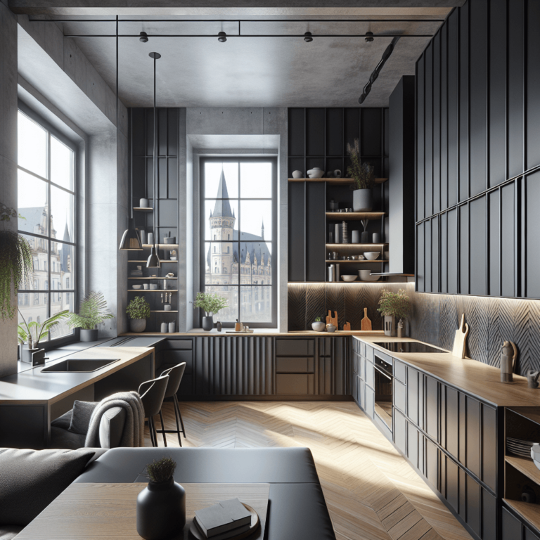 anthrazitfarbene Wohnküche-Leipzig