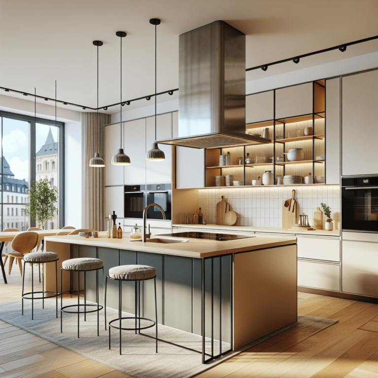 beige Küche mit Stahlakzenten-Leipzig