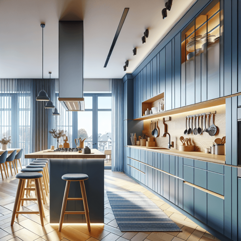 blaue Freistehende Küche-Leipzig