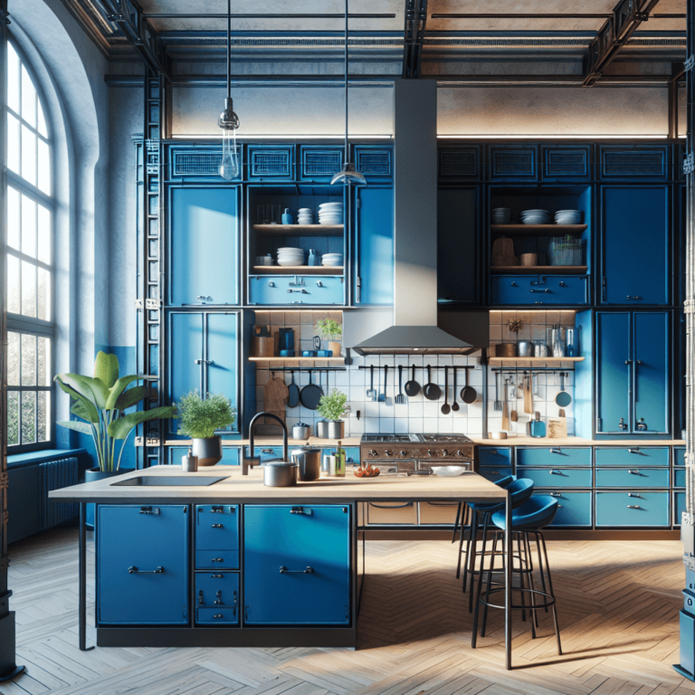 blaue Industrielle Küche-Leipzig