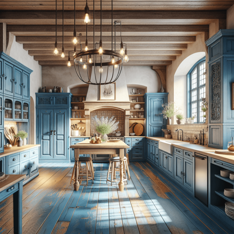 blaue Küche im Bauernhausstil-Leipzig