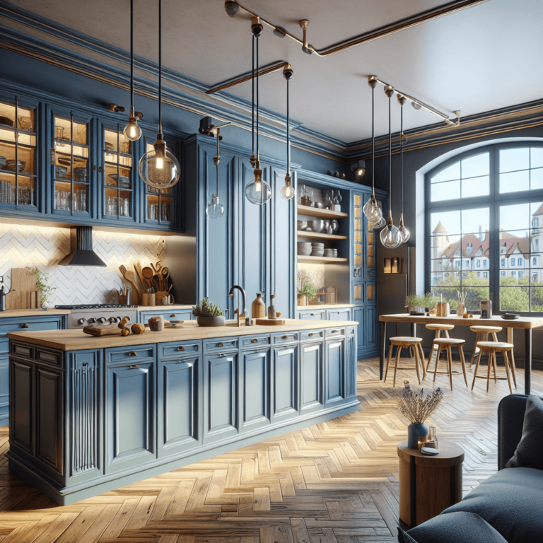 blaue Küche im Vintage Chic Stil-Leipzig