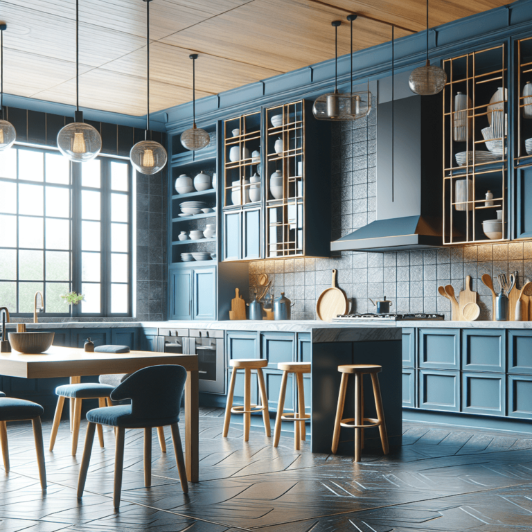 blaue Küche im asiatischen Stil-Leipzig
