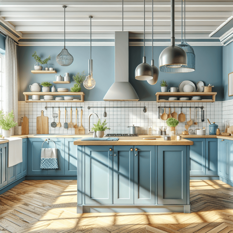 blaue Küche im skandinavischen Stil-Leipzig