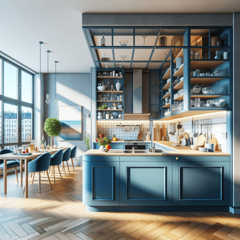 blaue Küche in L-Form-Leipzig