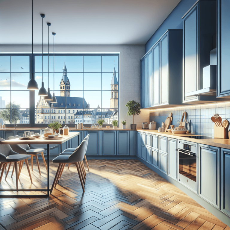 blaue einzeilige Küche-Leipzig