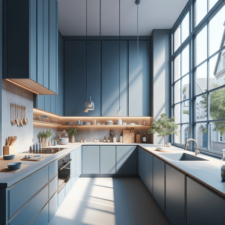 blaugraue Freistehende Küche-Leipzig