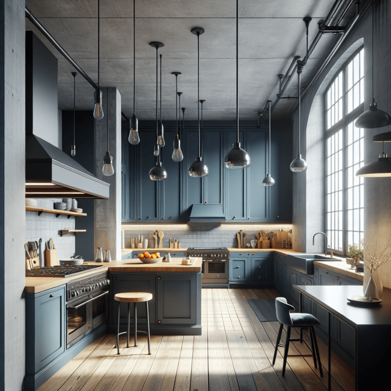 blaugraue Industrial Style Küche-Leipzig