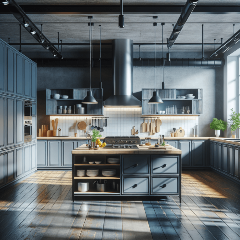 blaugraue Industrielle Küche-Leipzig