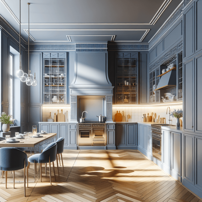 blaugraue Küche im Art-Deco-Stil-Leipzig