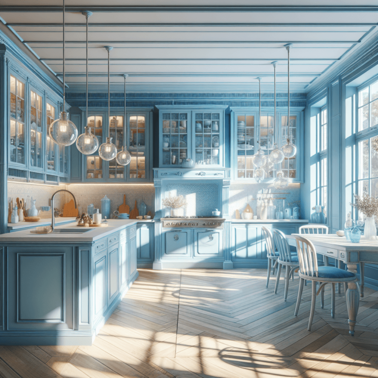 blaugraue Küche im Shabby Chic Stil-Leipzig