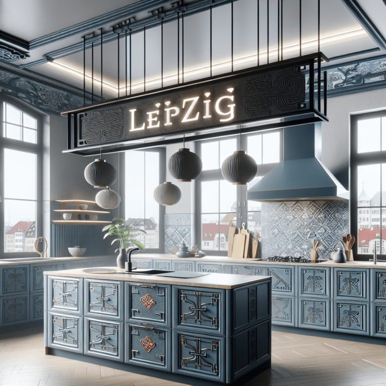 blaugraue Küche im asiatischen Stil-Leipzig