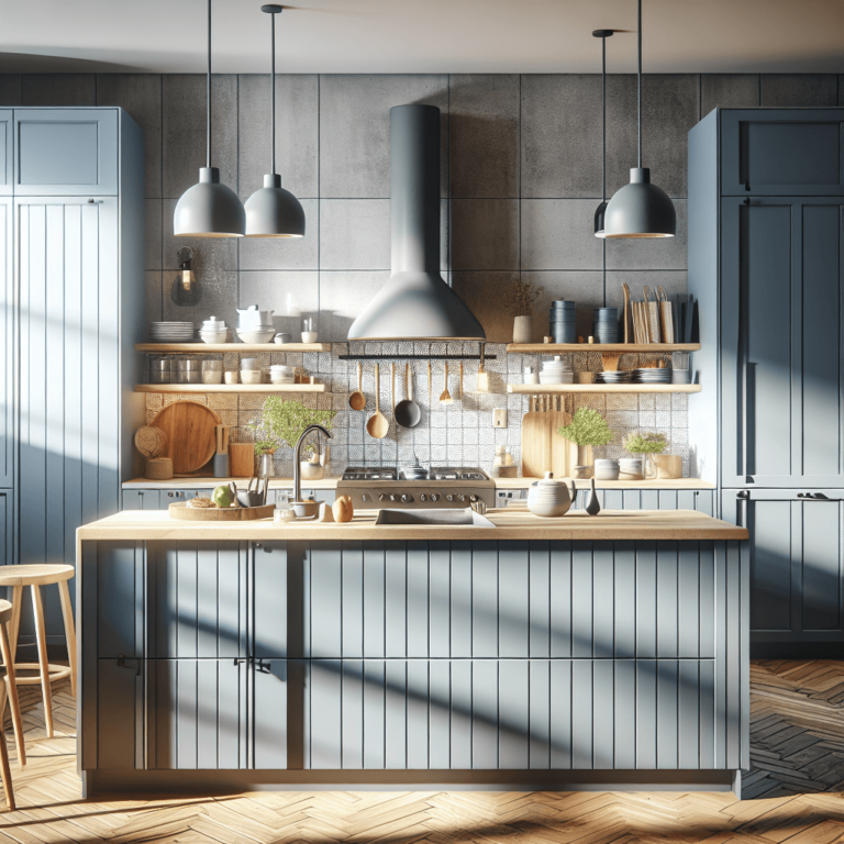 blaugraue Küche im skandinavischen Stil-Leipzig