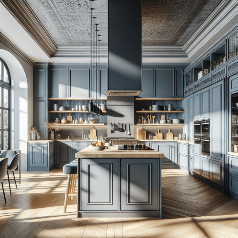 blaugraue Küche in L-Form-Leipzig