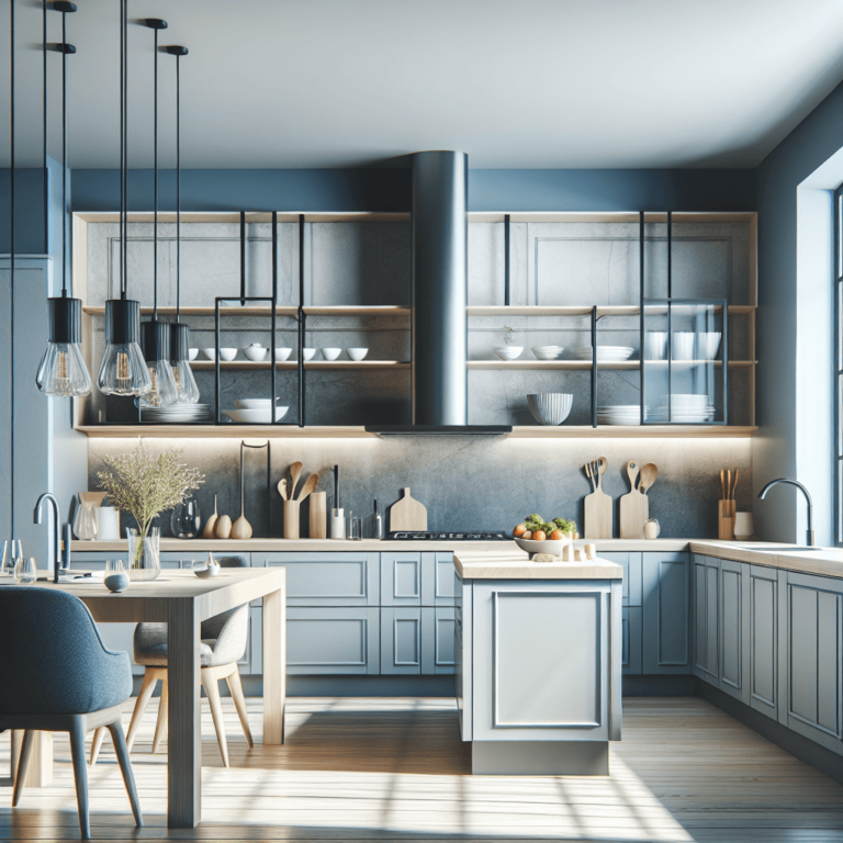 blaugraue Minimalismus Küche-Leipzig