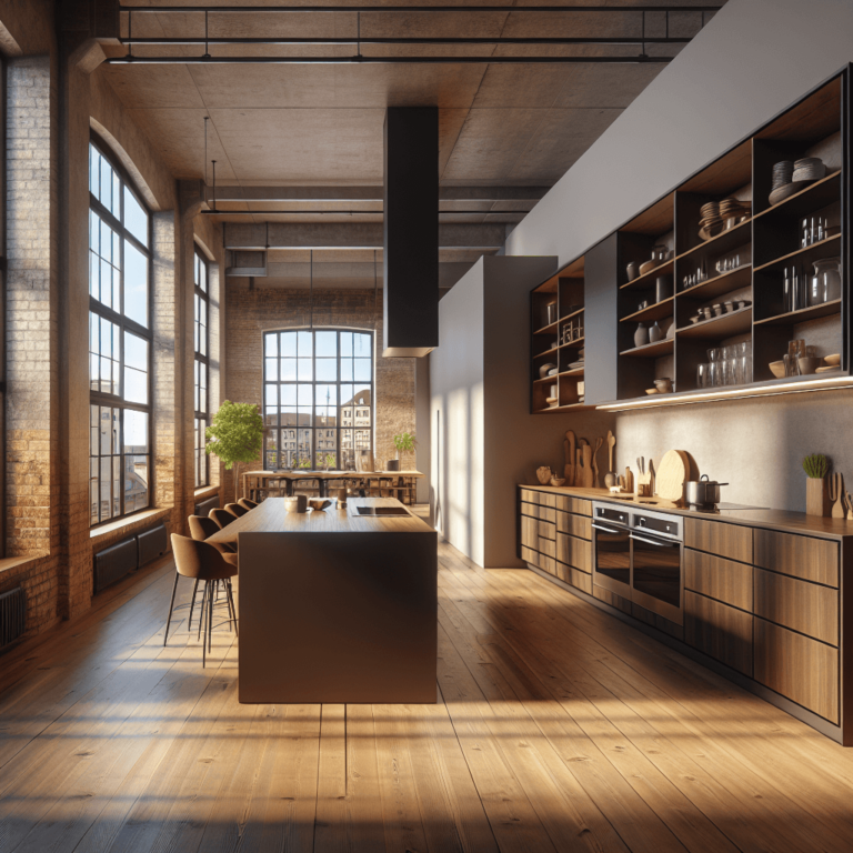 braune Küche im Loftstil-Leipzig