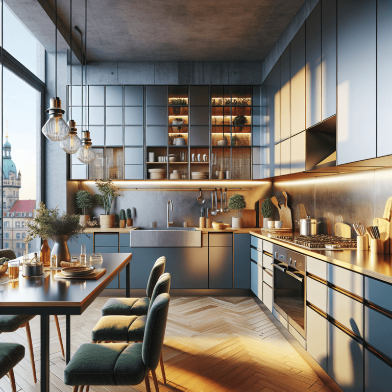 bunte Küche mit Stahlakzenten-Leipzig