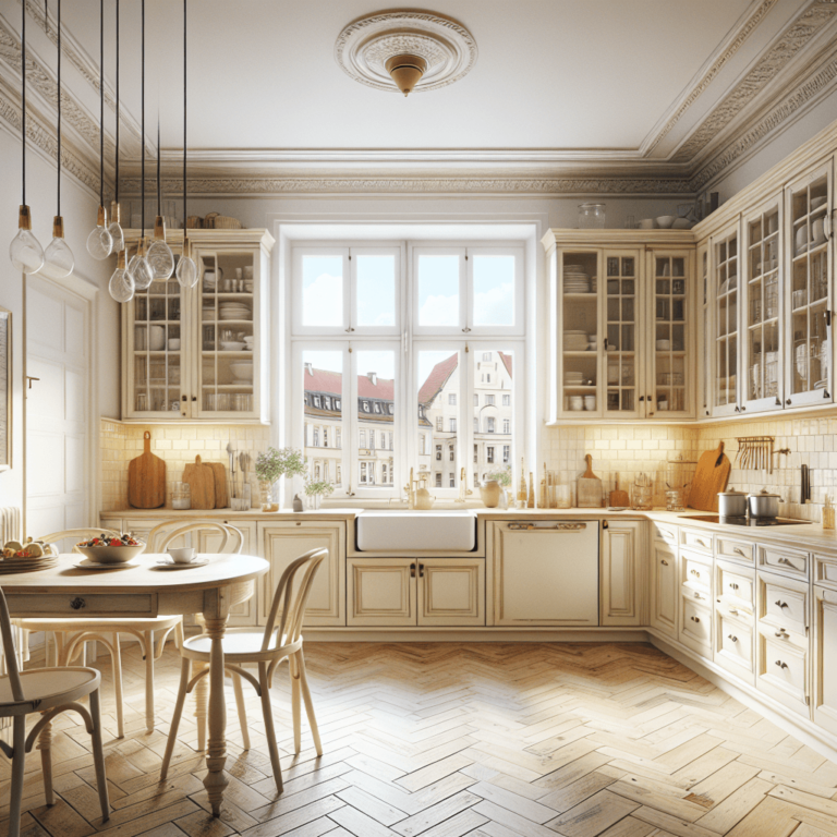 cremefarbene Küche im Shabby Chic Stil-Leipzig