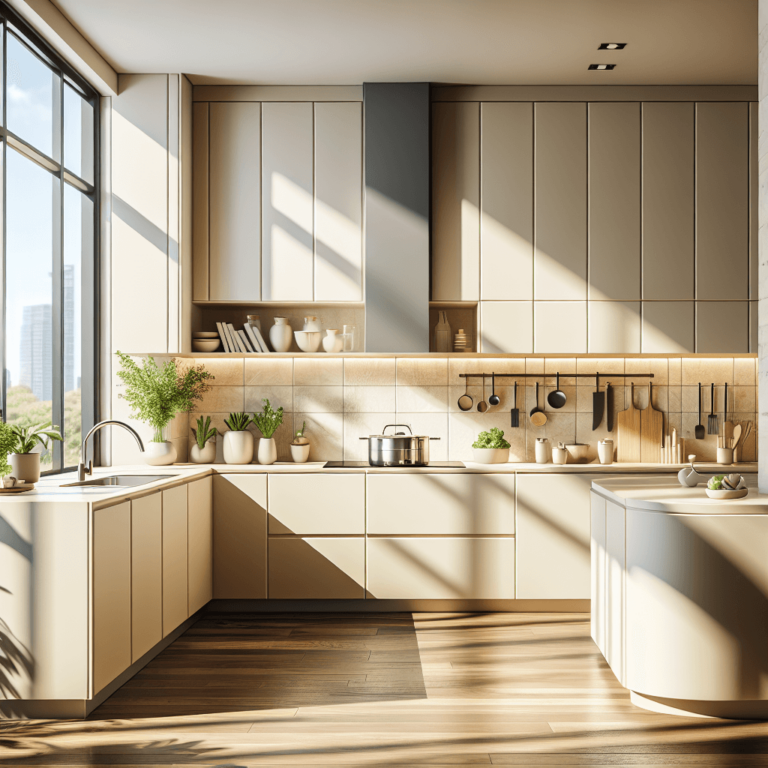 cremefarbene Küche in G-Form-Leipzig