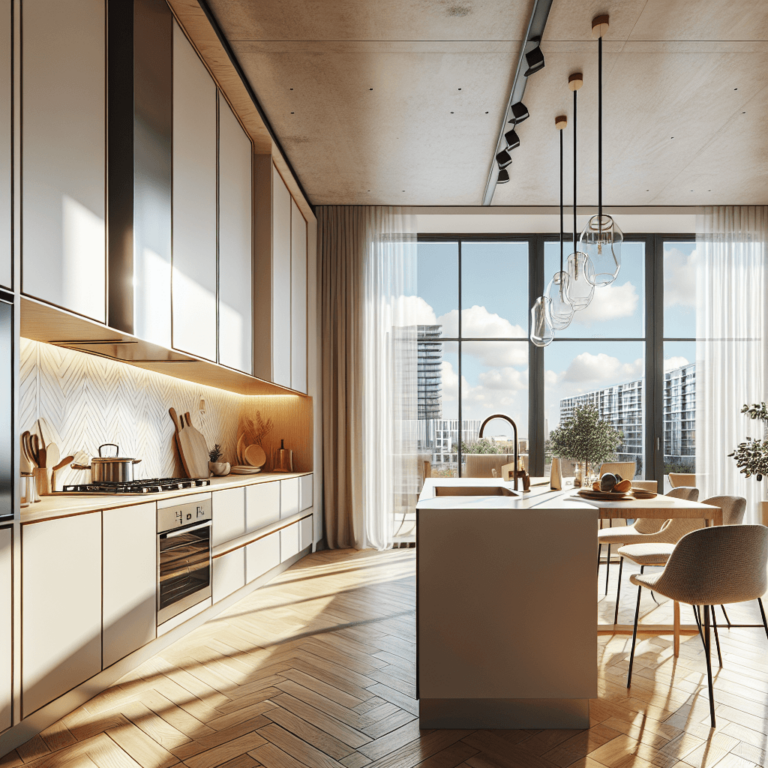 cremefarbene Küche in L-Form-Leipzig