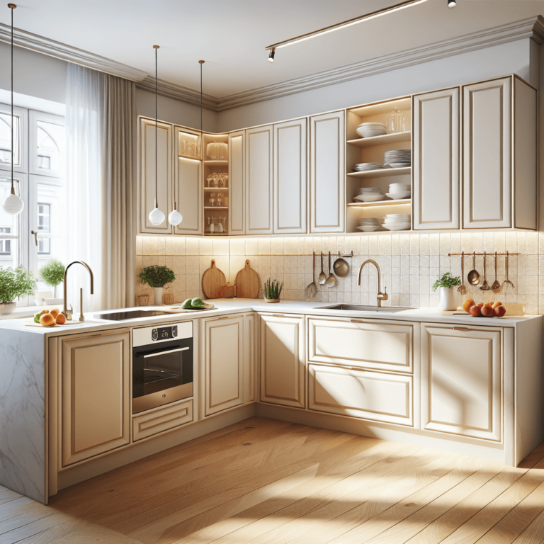 cremefarbene Küche in U-Form-Leipzig