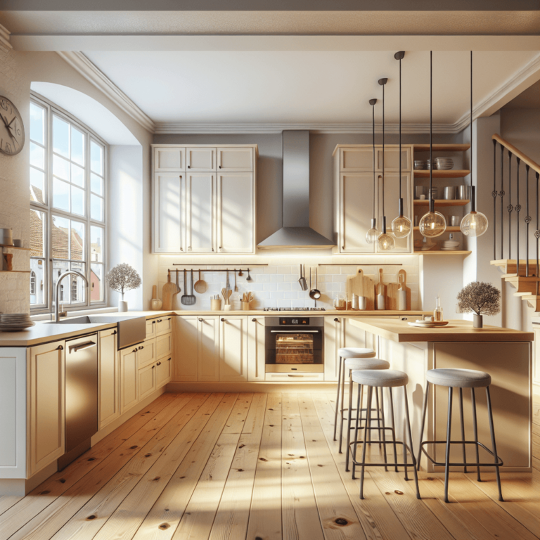 cremefarbene Küche mit Stahlakzenten-Leipzig