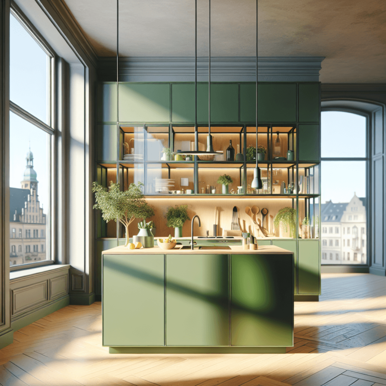 grüne Freistehende Küche-Leipzig