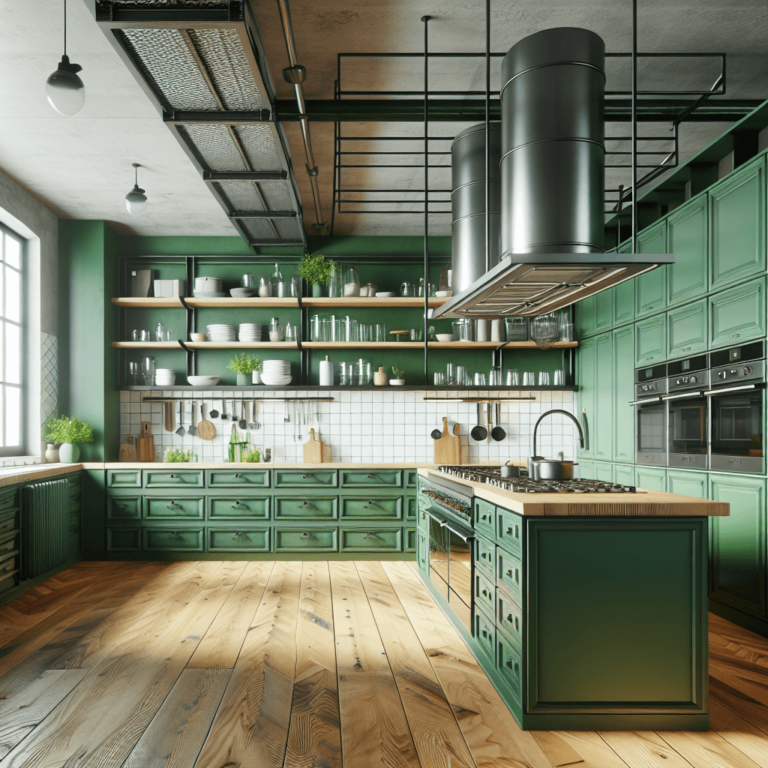 grüne Industrial Style Küche-Leipzig