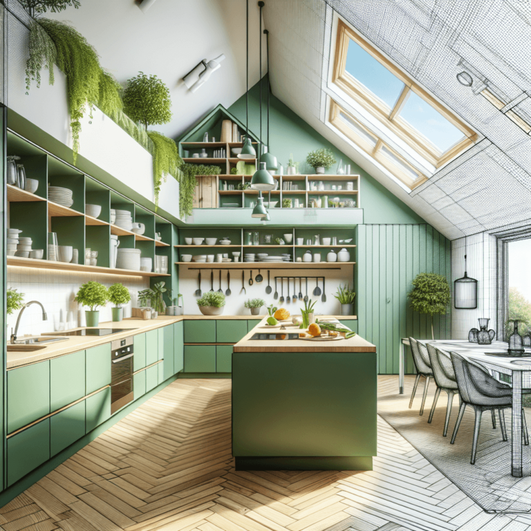 grüne Küche für Dachschräge-Leipzig