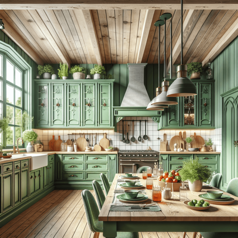 grüne Küche im Bauernhausstil-Leipzig