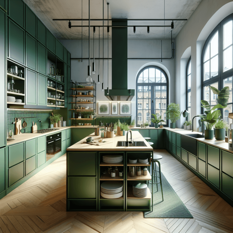 grüne Küche im Loftstil-Leipzig