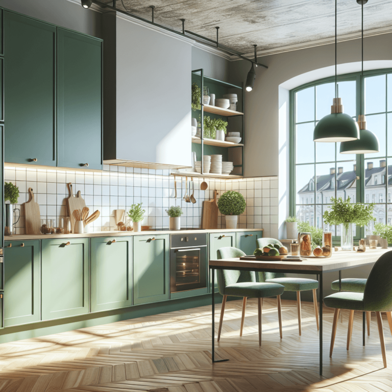 grüne Küche im skandinavischen Stil-Leipzig