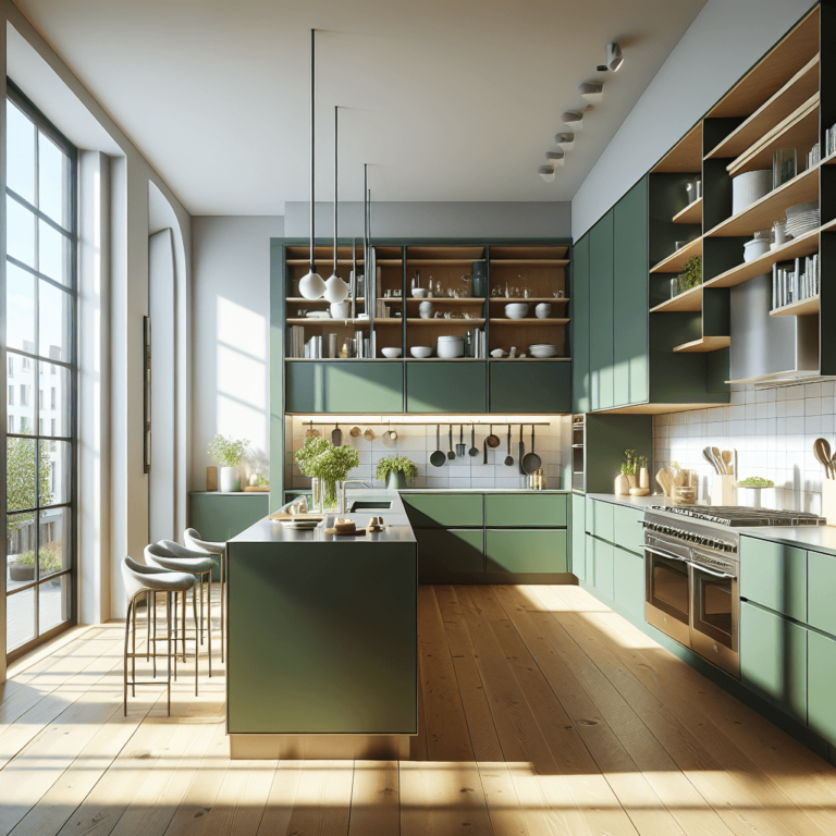 grüne Küche in L-Form-Leipzig
