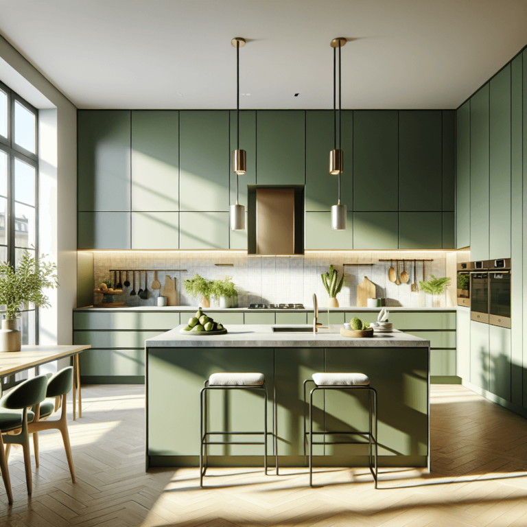 grüne einzeilige Küche-Leipzig