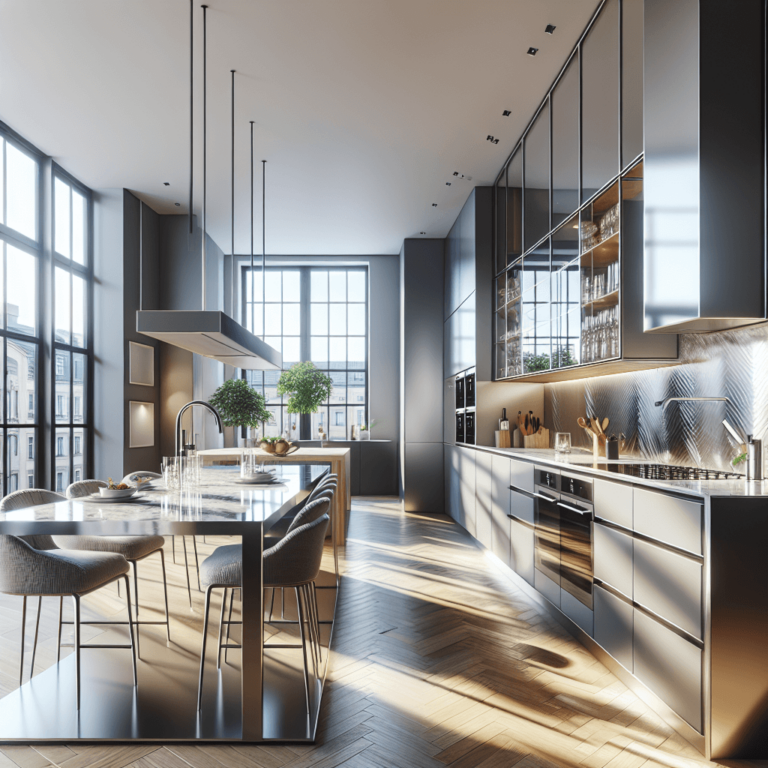 hochglanz Küche mit Stahlakzenten-Leipzig