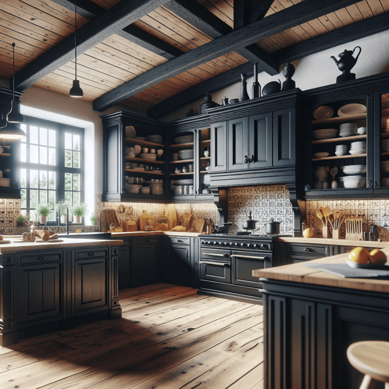 schwarze Küche im Bauernhausstil-Leipzig
