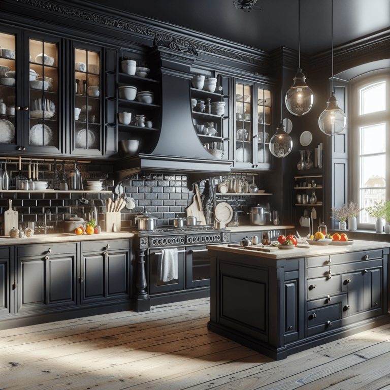schwarze Küche im Shabby Chic Stil-Leipzig