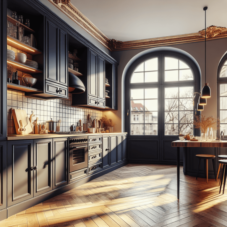schwarze Küche im Vintage Chic Stil-Leipzig