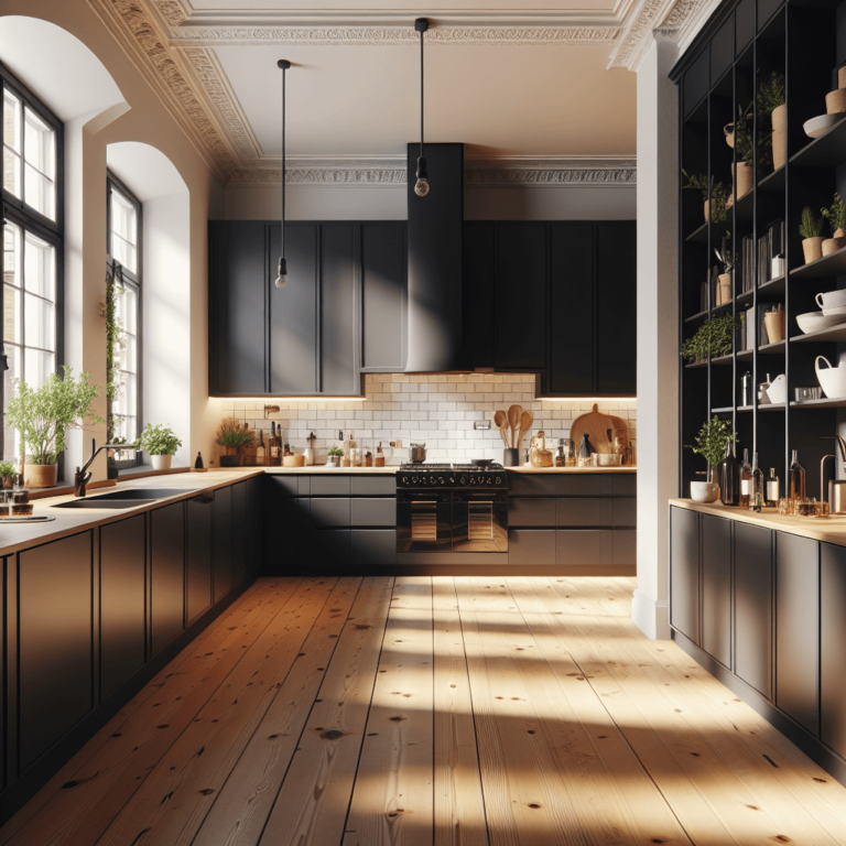 schwarze Küche im skandinavischen Stil-Leipzig