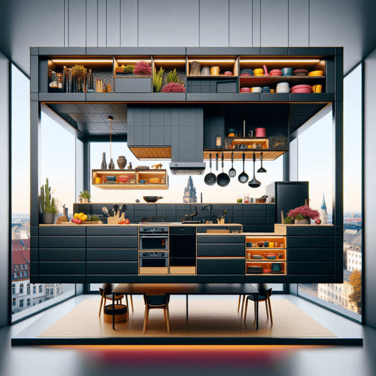 schwarze Schwebende Küche-Leipzig