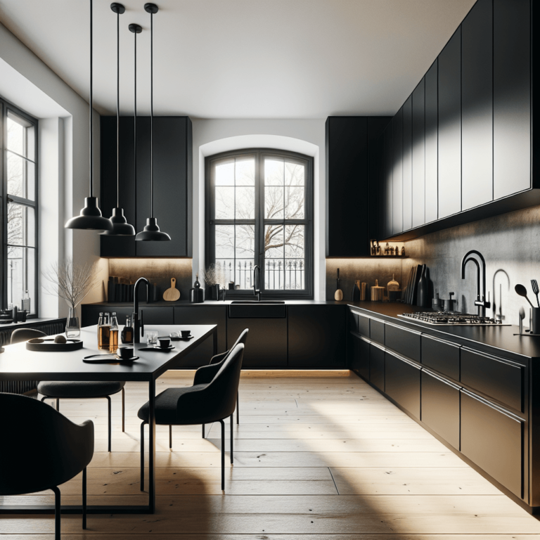 schwarze Wohnküche-Leipzig